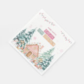 Roze GingerBread Winter Onederland 1e verjaardag Servet (Hoek)