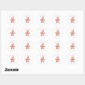Roze Gingerman Kerstmis Ronde Sticker (Vel)