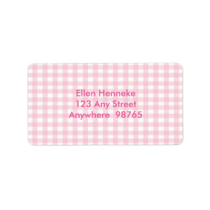 Roze Gingham 1 Etiket