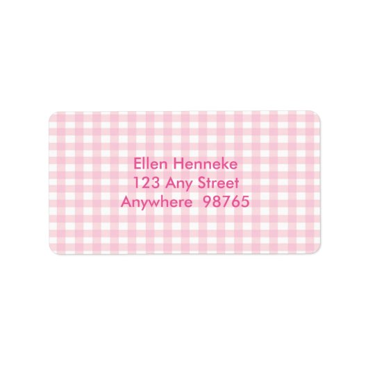 Roze Gingham 1 Etiket (Voorkant)