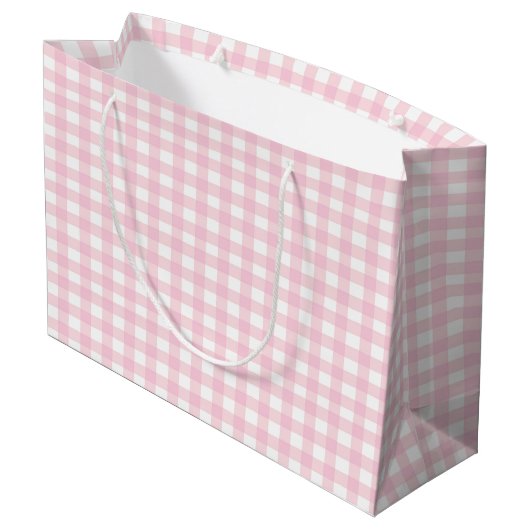 Roze Gingham 1 Groot Cadeauzakje (Achterkant Gekanteld)