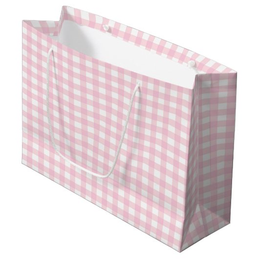 Roze Gingham 1 Groot Cadeauzakje (Voorkant Gekanteld)