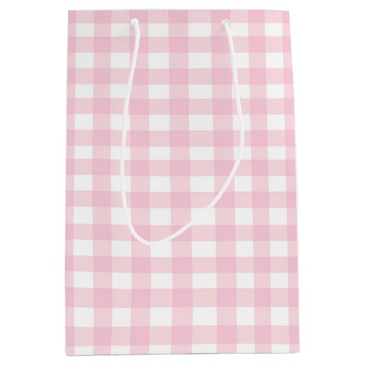 Roze Gingham 1 Medium Cadeauzakje (Voorkant)