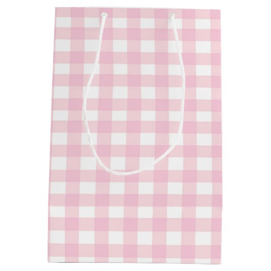 Roze Gingham 1 Medium Cadeauzakje (Achterkant)