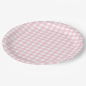 Roze Gingham 1 Papieren Bordje (Gekanteld)