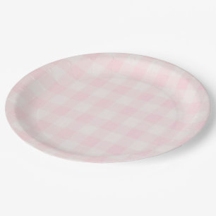 Roze Gingham 2 Papieren Bordje