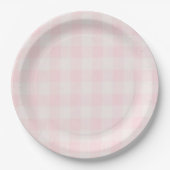 Roze Gingham 2 Papieren Bordje (Voorkant)