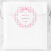 Roze Gingham 2 Ronde Sticker (Tas)