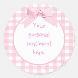 Roze Gingham 2 Ronde Sticker