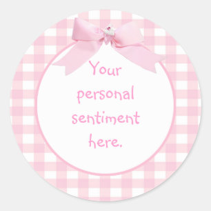 Roze Gingham 2 Ronde Sticker