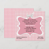 Roze Gingham Aangepaste Baby shower Uitnodiging (Voorkant / Achterkant)