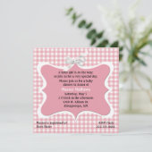 Roze Gingham Aangepaste Baby shower Uitnodiging (Staand voorkant)