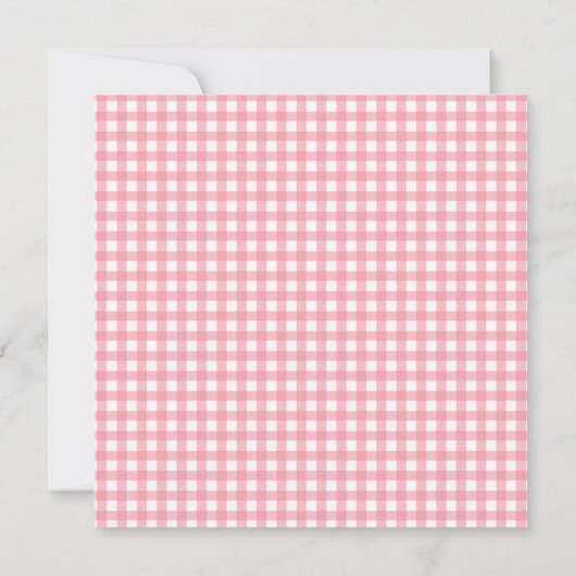  Roze Gingham Aangepaste Baby shower Uitnodiging (Achterkant)