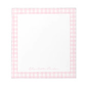 Roze Gingham Aangepaste Naam Notitieblok (Voorkant)