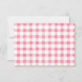 Roze Gingham Aardbei Baby Shower Bedankkaart (Achterkant)