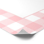 Roze Gingham Aardbei Eerste Verjaardag Welkom Poster (Hoek)