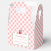  roze gingham aardbei picknick verjaardag bedankdoosjes (Geopend)