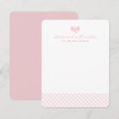 Roze gingham-advies wil graag een baby shower kaar advieskaart (Voorkant / Achterkant)