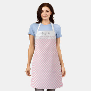 Roze Gingham All-Over Print Apron Schort