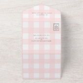 Roze gingham alle in één baby shower uitnodiging (Buitenkant)