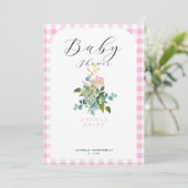 Roze Gingham Arch Wildflower Baby shower Kaart (Staand voorkant)