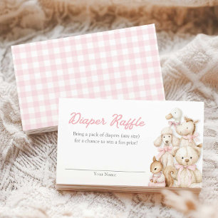 Roze Gingham Baby Dieren Luierspel Kaart