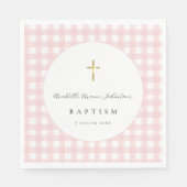 Roze Gingham Baby Doop Papier Servet (Voorkant)