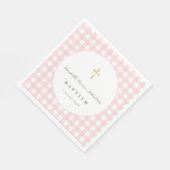 Roze Gingham Baby Doop Papier Servet (Hoek)