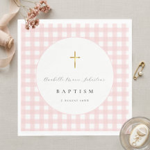 Roze Gingham Baby Doop Papier