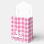 Roze Gingham-Baby en roffled Bassinet Favor Boxes Bedankdoosjes (Geopend)