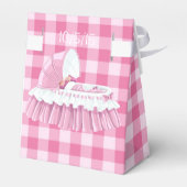 Roze Gingham-Baby en roffled Bassinet Favor Boxes Bedankdoosjes (Achterkant)