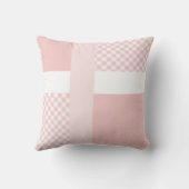Roze Gingham Baby Foto Geboorteaankondiging Kussen (Achterkant)