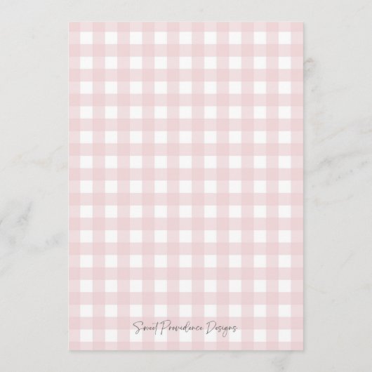 Roze Gingham Baby GIrl Douche Bingo Kaarten (Achterkant)
