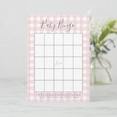 Roze Gingham Baby GIrl Douche Bingo Kaarten (Staand voorkant)