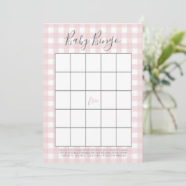 Roze Gingham Baby GIrl Douche Bingo Kaarten
