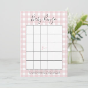 Roze Gingham Baby GIrl Douche Bingo Kaarten