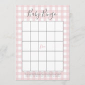 Roze Gingham Baby GIrl Douche Bingo Kaarten (Voorkant)
