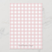 Roze Gingham Baby GIrl Douche Bingo Kaarten (Achterkant)