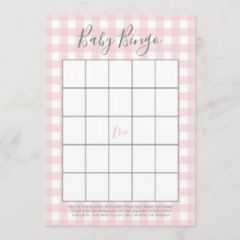Roze Gingham Baby GIrl Douche Bingo Kaarten