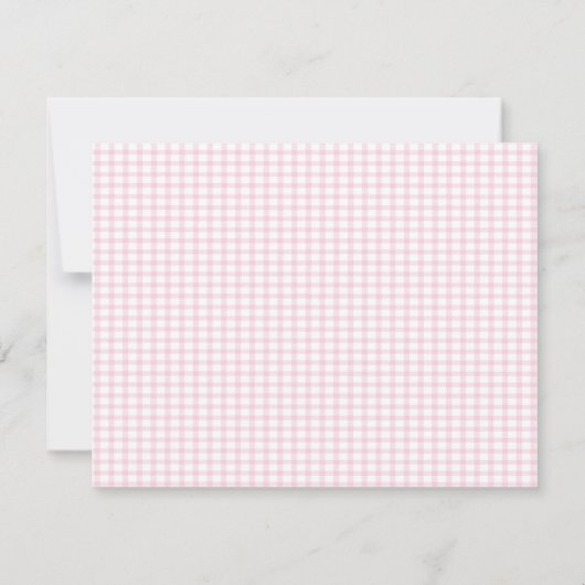  Roze Gingham Baby Girl Nursery Dank Notitiekaartje (Achterkant)