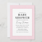 Roze Gingham Baby Meisje Shower Kaart (Voorkant)