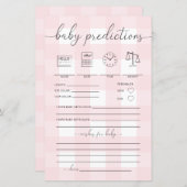 Roze Gingham Baby Predictions Game (Voorkant / Achterkant)