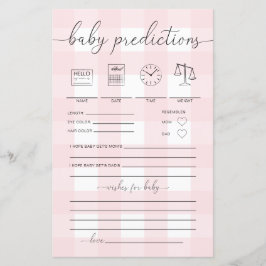Roze Gingham Baby Predictions Game
