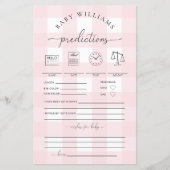 Roze Gingham Baby Predictions Game (Voorkant)