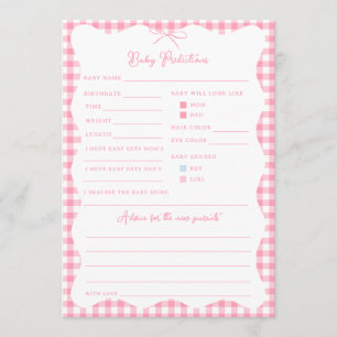 Roze Gingham Baby-Q Baby Voorspellingen & Advies S Bedankkaart