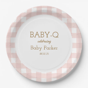 Roze Gingham Baby-Q Ronde Bord 2