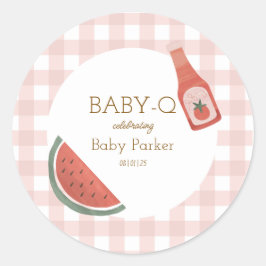 Roze Gingham Baby-Q Sticker