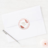 Roze Gingham Baby-Q Sticker (Envelop)
