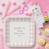 Roze Gingham Baby-Q Vierkante Bord 2 (Feest)