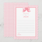 Roze Gingham Baby shower Advice for Mam Kaart (Voorkant / Achterkant)